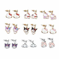 8 Styles Sanrio Hello Kitty Kuromi My Melody Cartoon Anime Alloy Earrings
