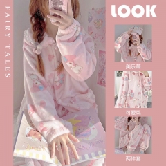 4 Sizes Sanrio My Melody Cartoon Anime Coral Fleece Pajamas