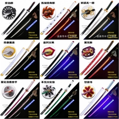 （With Light）12 Styles 103CM Demon Slayer: Kimetsu no Yaiba Led Anime Wooden Sword Weapon Katana