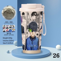 520ml Blue Lock Cartoon Stainless Steel Coffee Cup Anime Mug