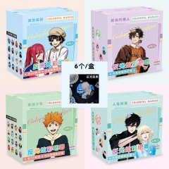 75MM 6pcs/set 10 Styles Haikyuu Blue Lock Hatsune Miku Cartoon Surprise Blind Box Anime Tinplate Pin Brooch