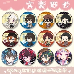 58mm 29 Styles Bungo Stray Dogs Cartoon Pin Anime Tinplate Brooch