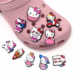 10PCS/SET Hello Kitty DIY Slippers Decoration PVC Cartoon Anime Shoe Charms Buckle Accessories