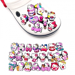 30PCS/SET Hello Kitty DIY Slippers Decoration PVC Cartoon Shoe Charms Buckle Accessories