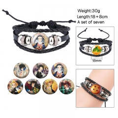2 Styles (Replaceable Pattern) Demon Slayer: Kimetsu no Yaiba Cartoon Anime Bracelet Wristband