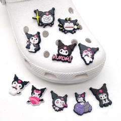 10PCS/SET Sanrio Kuromi DIY Slippers Decoration PVC Cartoon Anime Shoe Charms Buckle Accessories