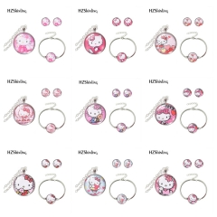 10 Styles Hello Kitty Cartoon Anime Alloy Necklace+Bracelet+Earings Set