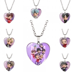 8 Styles K-POP BTS Bulletproof Boy Scouts Cartoon Anime Alloy Necklace