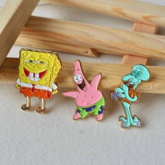 40MM 3 Styles SpongeBob SquarePants Cartoon Pin Anime Alloy Brooch