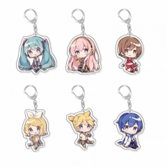 6 Styles Hatsune Miku Cartoon Acrylic Anime Keychain