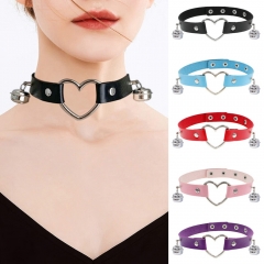 8 Styles Punk Gothic PU Leather Choker Chain Heart Buckle Collar Anime Necklace