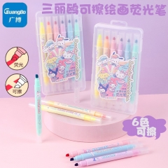（液体）广博三丽鸥可擦手账笔荧光笔学生彩色高颜值可擦手抄报儿童84587