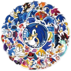 2023新款54张超音鼠sonic超级索尼克卡通贴贴纸涂鸦文具吉他防水