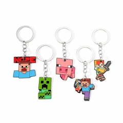 5 Styles Minecraft Cartoon Anime Alloy Keychain