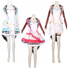 新款初因巡音流歌黑白格子裙装 动漫COS服彩色舞台世界计划女款