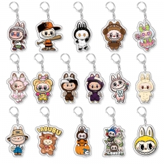 16 Styles Popmart Labubu Cartoon Acrylic Anime Keychain