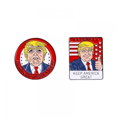 2 Styles Donald Trump Cartoon Pin Anime Alloy Brooch