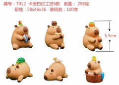 6款一套 7012# 卡皮巴拉工匠 袋装手办 高5.5cm 一箱100套
