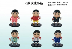 6PCS/SET 8cm Crayon Shin-chan Cartoon Anime PVC Figure