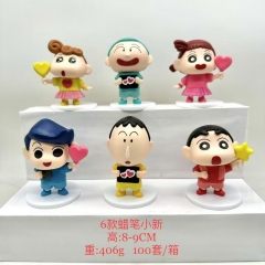6PCS/SET 8-9cm Crayon Shin-chan Cartoon Anime PVC Figure