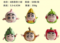 6PCS/SET 5.5-6.5cm Crayon Shin-chan Cartoon Anime PVC Figure