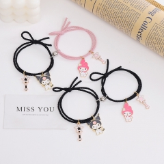 2 Styles Sanrio Kuromi Melody Anime Small Band Hair Rope Bracelets
