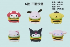 6PCS/SET 6-8cm Sanrio Hamburger Cartoon Anime PVC Figure