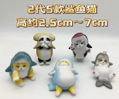 5PCS/SET 2.5-7cm Shark Cat Cartoon Anime PVC Figure
