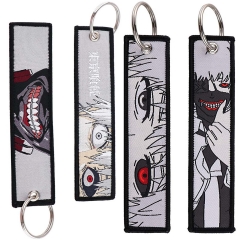 2 Styles Tokyo Ghoul Woven Label Anime Lanyard Keychain