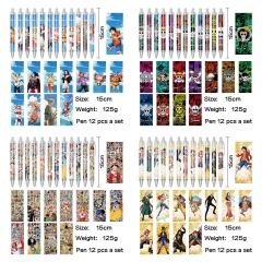 12个一套）海贼王 动漫明星周边印花圆珠笔中性笔
