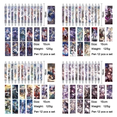 12个一套）崩坏星穹铁道 动漫明星周边印花圆珠笔中性笔