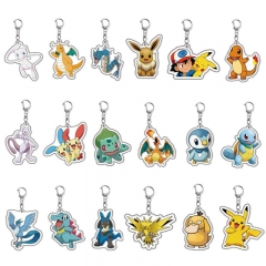 55MM 19 Styles Pokemon Cartoon Anime Acrylic Keychain