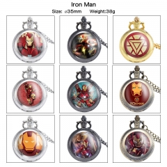 12 Styles Iron Man Cartoon Rotational Anime Small Necklace Pocket Watch