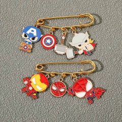 2 Styles Iron Man Spider-Man The Thor Cartoon Pin Anime Alloy Brooch