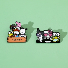 2 Styles Sanrio Kuromi Cinnamoroll Cartoon Pin Anime Alloy Brooch