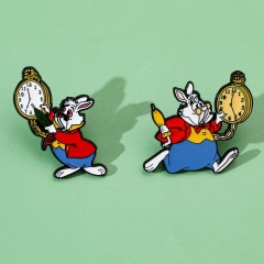 2 Styles Alice in Wonderland Rabbit Cartoon Pin Anime Alloy Brooch