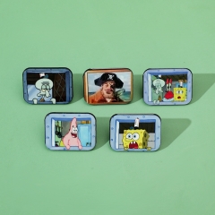 5 Styles SpongeBob SquarePants Cartoon Pin Anime Alloy Brooch