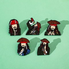 5 Styles Pirates of the Caribbean Cartoon Pin Anime Alloy Brooch
