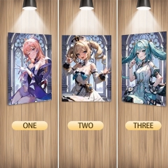 2 Styles Genshin Impact Cartoon Can Change Pattern Lenticular Flip Anime 3D Poster