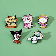 5 Styles Sanrio Kuromi Cinnamoroll Cartoon Pin Anime Alloy Brooch