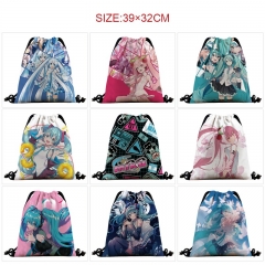 39*32cm 11 Styles Hatsune Miku Cartoon Anime Drawstring Bag