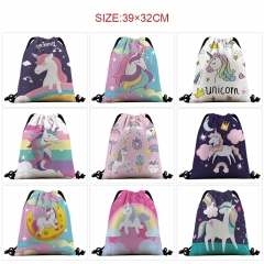 39*32cm 11 Styles Unicorn Cartoon Anime Drawstring Bag