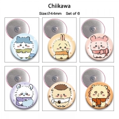 Chiikawa动漫马口铁强磁冰箱贴磁吸贴吧唧胸章直径44mm（6个一套）