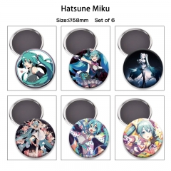 初音未来 动漫马口铁冰箱贴磁吸贴吧唧胸章直径58mm（6个一套）