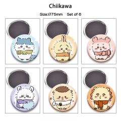 Chiikawa动漫马口铁冰箱贴磁吸贴吧唧胸章直径75mm（6个一套）