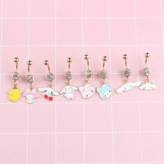 8 Styles Sanrio My Melody Cinnamoroll Cartoon Alloy Anime Belly Ring