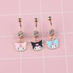 3 Styles Sanrio Kuromi Cartoon Anime Alloy Belly Ring