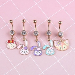 5 Styles Disney StellaLou Cartoon Alloy Anime Belly Ring/Navel Nail