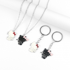 4 Styles Sanrio Hello Kitty Cartoon Anime Alloy Necklace/Keychain