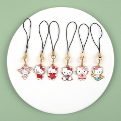 6 Styles Hello Kitty Cartoon Anime Alloy Phone Strap